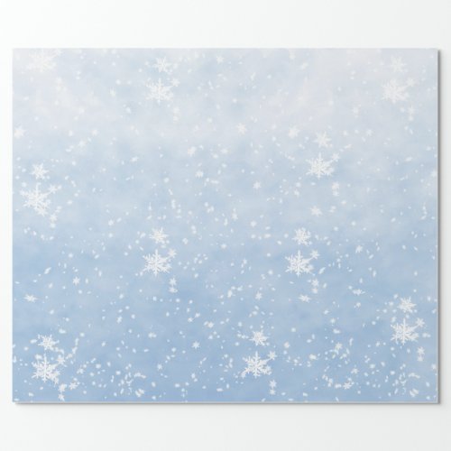 White Snowflakes Falling Winter Afternoon Sky Wrapping Paper