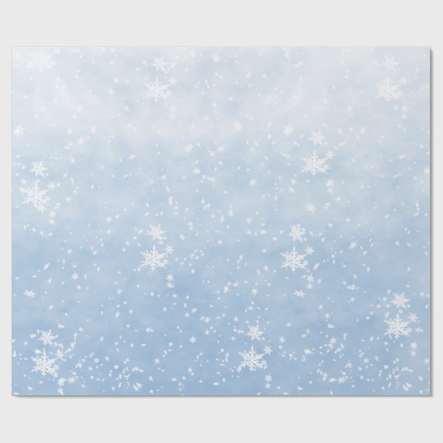White Snowflakes Falling Winter Afternoon Sky Wrapping Paper (Flat)