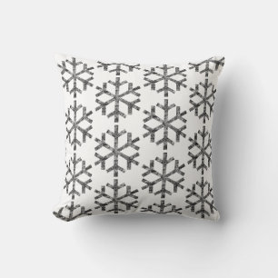 White Snowflakes For Sofa Couch Chaise Lounge Throw Pillow