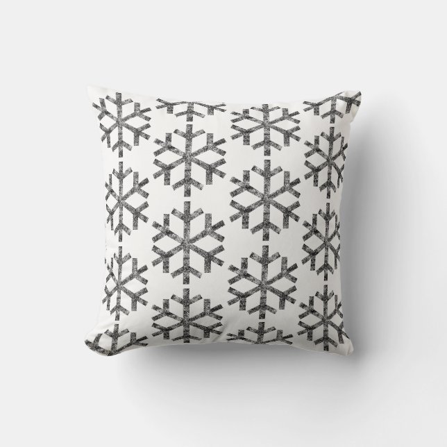 White Snowflakes For Sofa Couch Chaise Lounge Throw Pillow (Front)