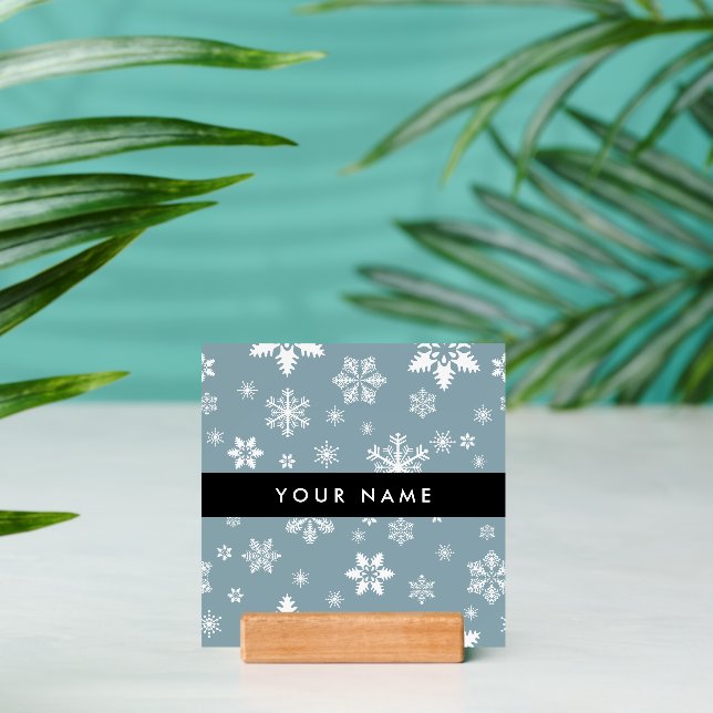 White Snowflakes, Gray, Your name, Personalize Holder (Insitu 2 (Back))