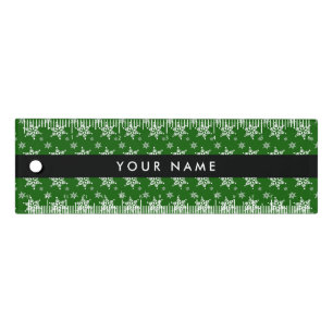 White Snowflakes, Green, Your name, Personalize Ruler