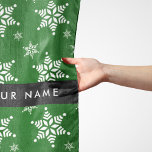 White Snowflakes, Green, Your name, Personalize Scarf<br><div class="desc">Cute,  fun and adorable pattern with white snowflakes on green background. Modern and trendy gift,  perfect for the snow lover in your life. Personalize by adding your name,  nickname,  monogram or initials.</div>