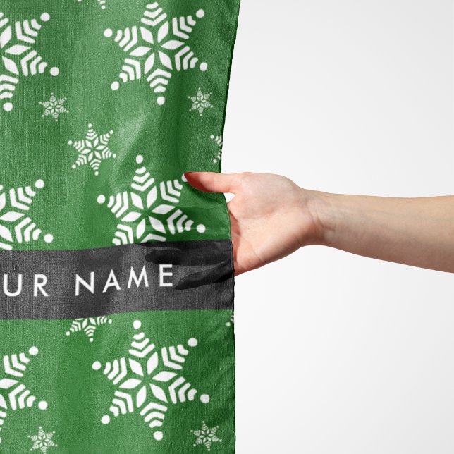 White Snowflakes, Green, Your name, Personalize Scarf (Creator Uploaded)