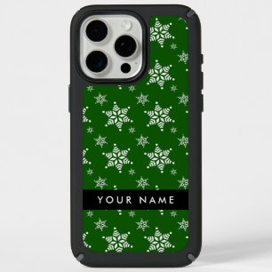 White Snowflakes, Green, Your name, Personalize iPhone 15 Pro Max Case