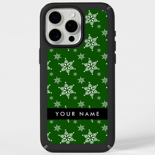 White Snowflakes, Green, Your name, Personalize Speck iPhone Case (Front)