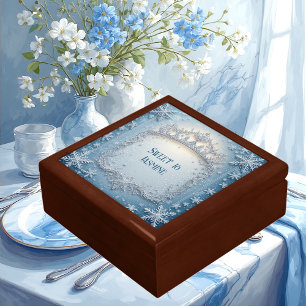 White Snowflakes Ice Blue Frozen Winter Sweet 16  Gift Box
