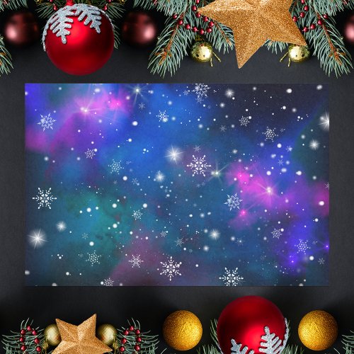White Snowflakes in a Winter Wonderland Sky Galaxy Tissue Paper