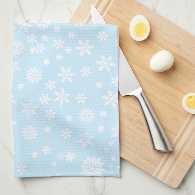 White Snowflakes Kitchen Towel (Quarter Fold)
