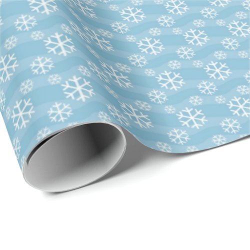 White Snowflakes Light Icy Blue Wrapping Paper