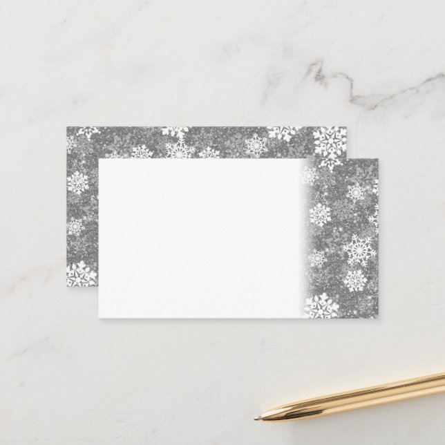 White Snowflakes Luxurious Gray Elegant Christmas Appointment Card (Front/Back In Situ)