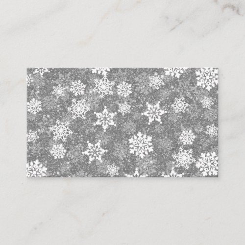 White Snowflakes Luxurious Gray Elegant Christmas Business Card