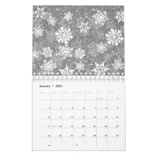 White Snowflakes Luxurious Gray Elegant Christmas Calendar