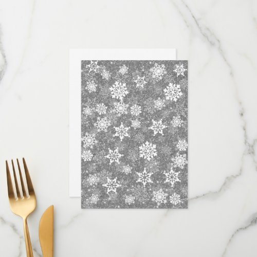 White Snowflakes Luxurious Gray Elegant Christmas Menu