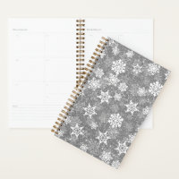 White Snowflakes Luxurious Gray Elegant Christmas Planner