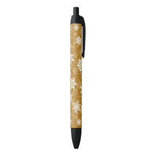 White Snowflakes Luxurious Yellow Christmas Pen