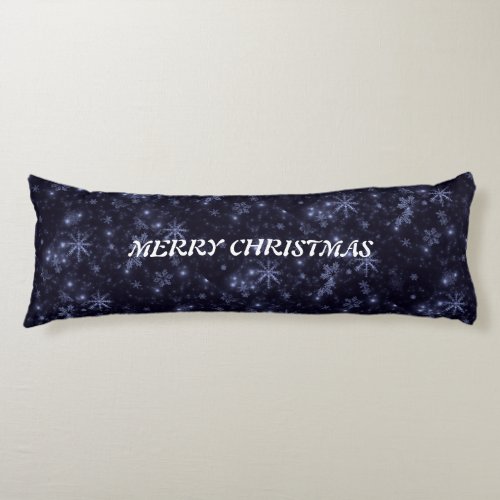 White Snowflakes Midnight Blue Backgrd Body Pillow