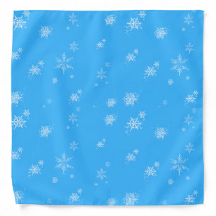 White Snowflakes on blue Bandana