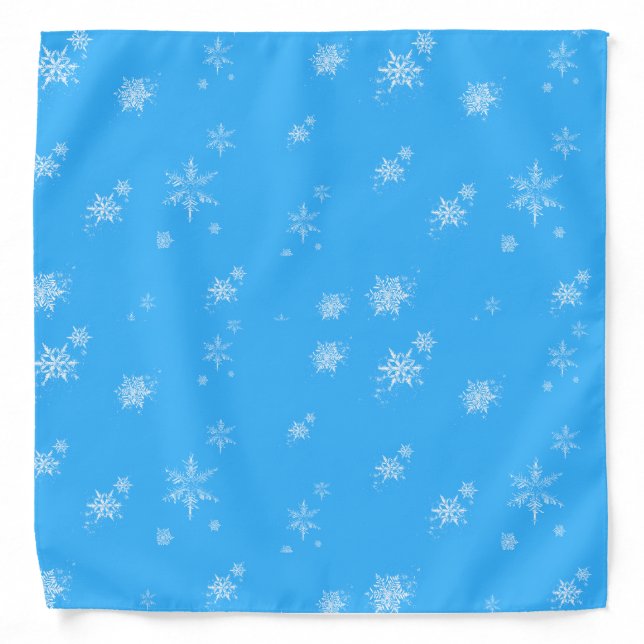White Snowflakes on blue Bandana (Front)