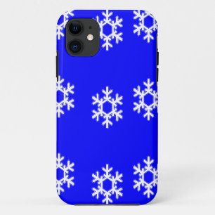 White snowflakes on blue iPhone 11 case