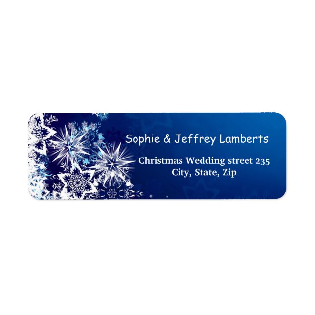 White snowflakes on blue Christmas Label (Front)