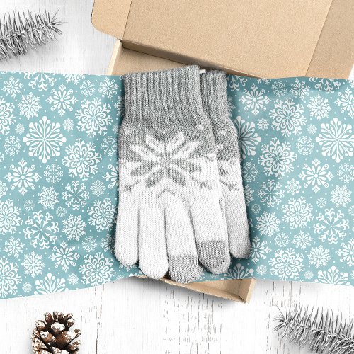 White Snowflakes On Blue Christmas Tissue Paper