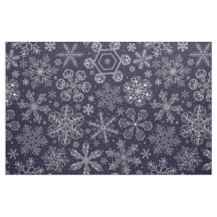 White Snowflakes on blue Fabric
