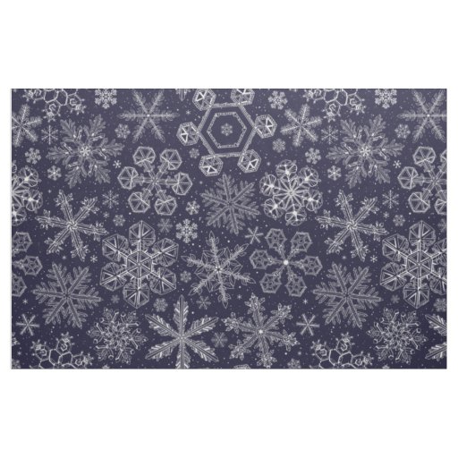 White Snowflakes on blue Fabric