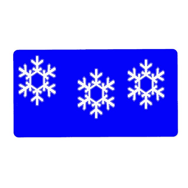 White snowflakes on blue label (Front)