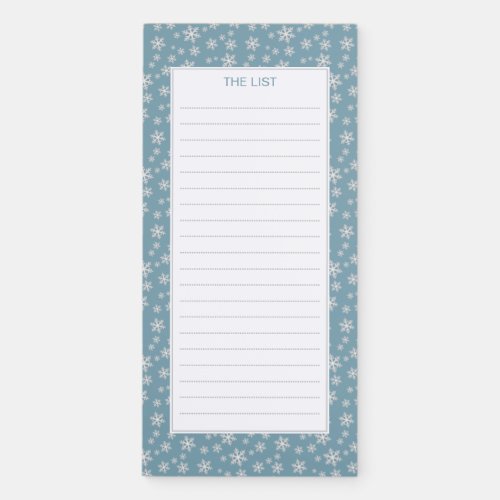 White Snowflakes on Blue Magnetic Notepad