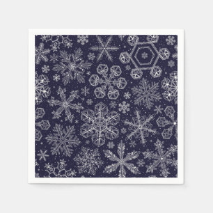 White Snowflakes on blue Napkins