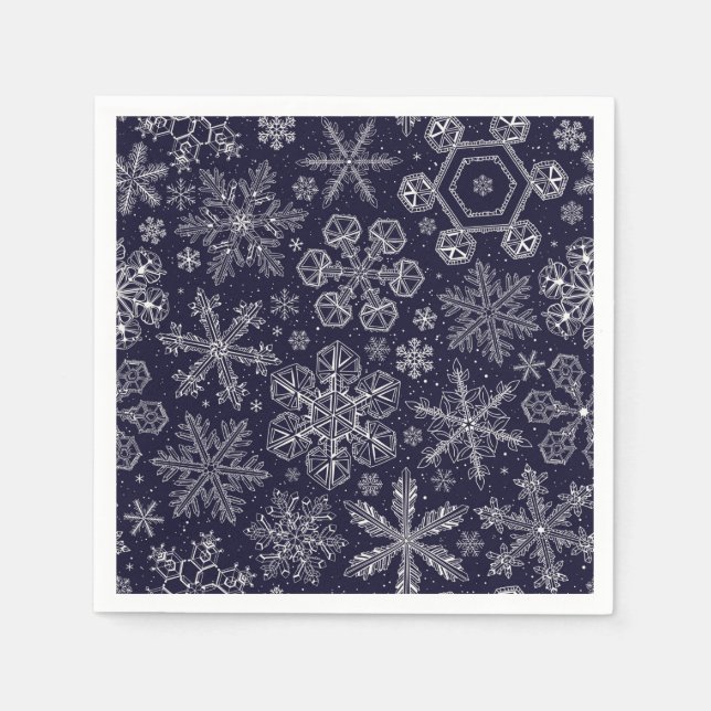 White Snowflakes on blue Napkins (Front)
