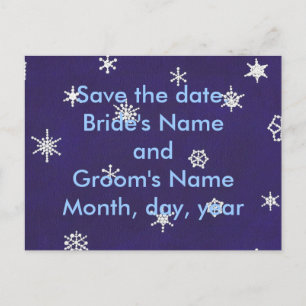 White Snowflakes on blue, Save the date, postcards