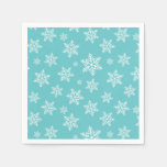 White Snowflakes on Blue Winter Pattern Napkins