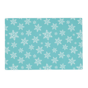 White Snowflakes on Blue Winter Pattern Placemat