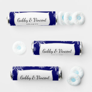 White Snowflakes on Blue Winter Wedding Favor