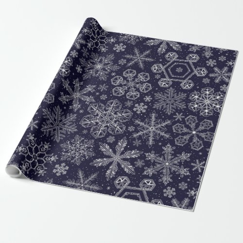 White Snowflakes on blue Wrapping Paper