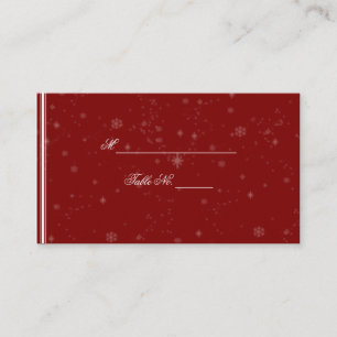 White Snowflakes on Cranberry Wedding Place Cards
