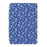 White Snowflakes on Dark Blue Winter Pattern iPad Mini Cover