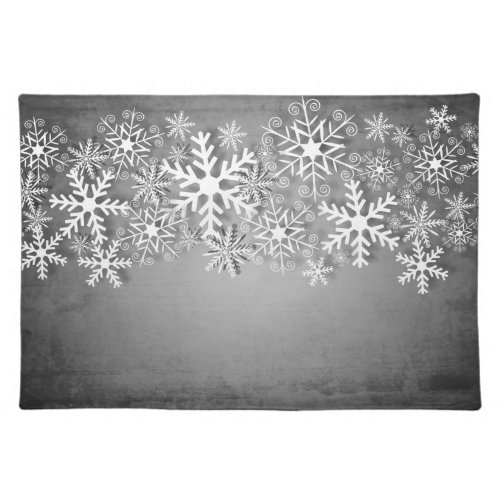 White snowflakes on gray Christmas place mat