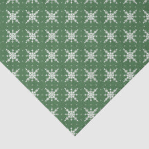 White Snowflakes on Green Holiday Tissue Paper