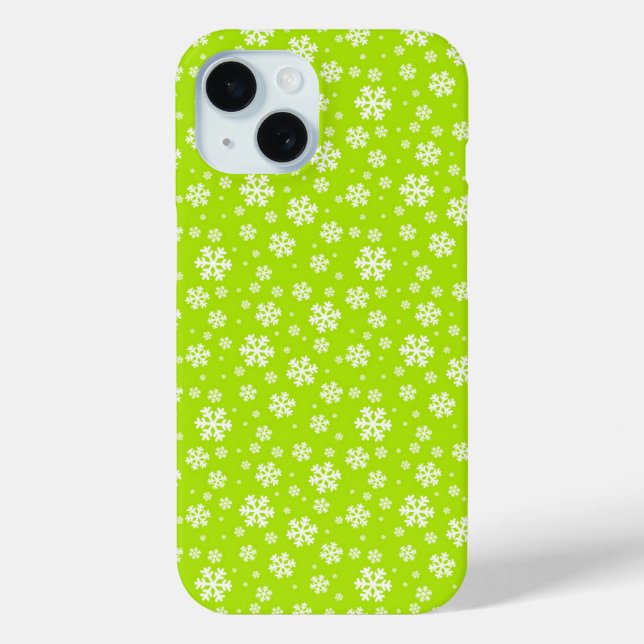 White Snowflakes on Green Winter Pattern Case-Mate iPhone Case (Back)