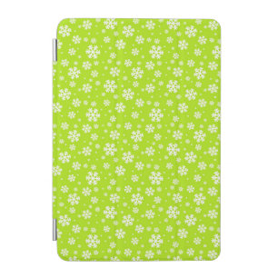 White Snowflakes on Green Winter Pattern iPad Mini Cover