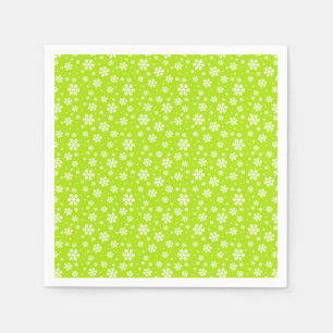 White Snowflakes on Green Winter Pattern Napkins