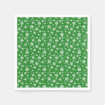 White Snowflakes on green Winter Pattern Napkins