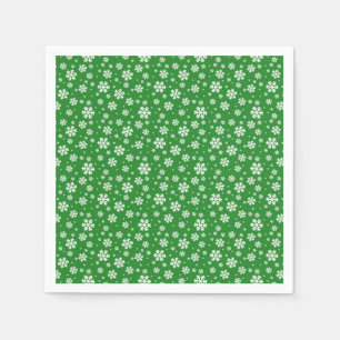 White Snowflakes on green Winter Pattern Napkins