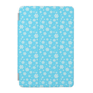 White Snowflakes on Light Blue Winter Pattern iPad Mini Cover