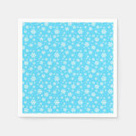 White Snowflakes on Light Blue Winter Pattern Napkins