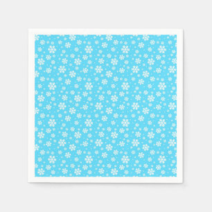 White Snowflakes on Light Blue Winter Pattern Napkins