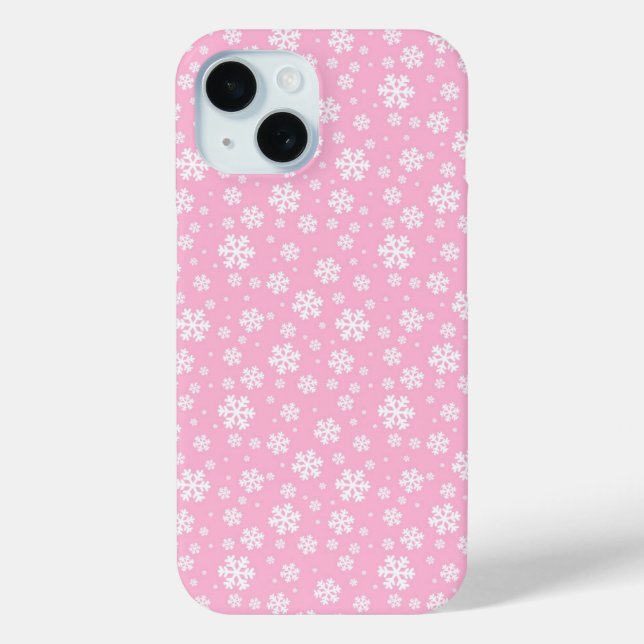 White Snowflakes on Light Pink Winter Pattern Case-Mate iPhone Case (Back)